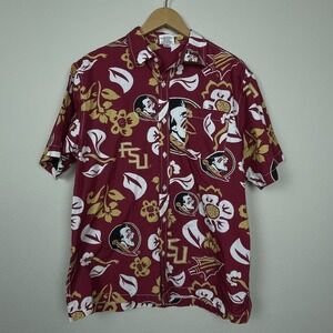 Wes & Willy L‎ Florida State FSU Short Sleeve Button Up Camp Shirt Resort Aloha